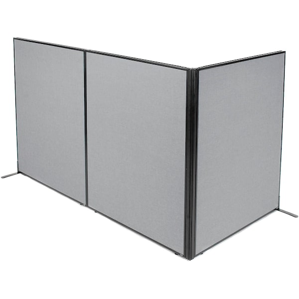 Interion By Global Industrial Interion Freestanding 3-Panel Corner Room Divider, 48-1/4inW x 60inH Panels, Gray 695053GY - main